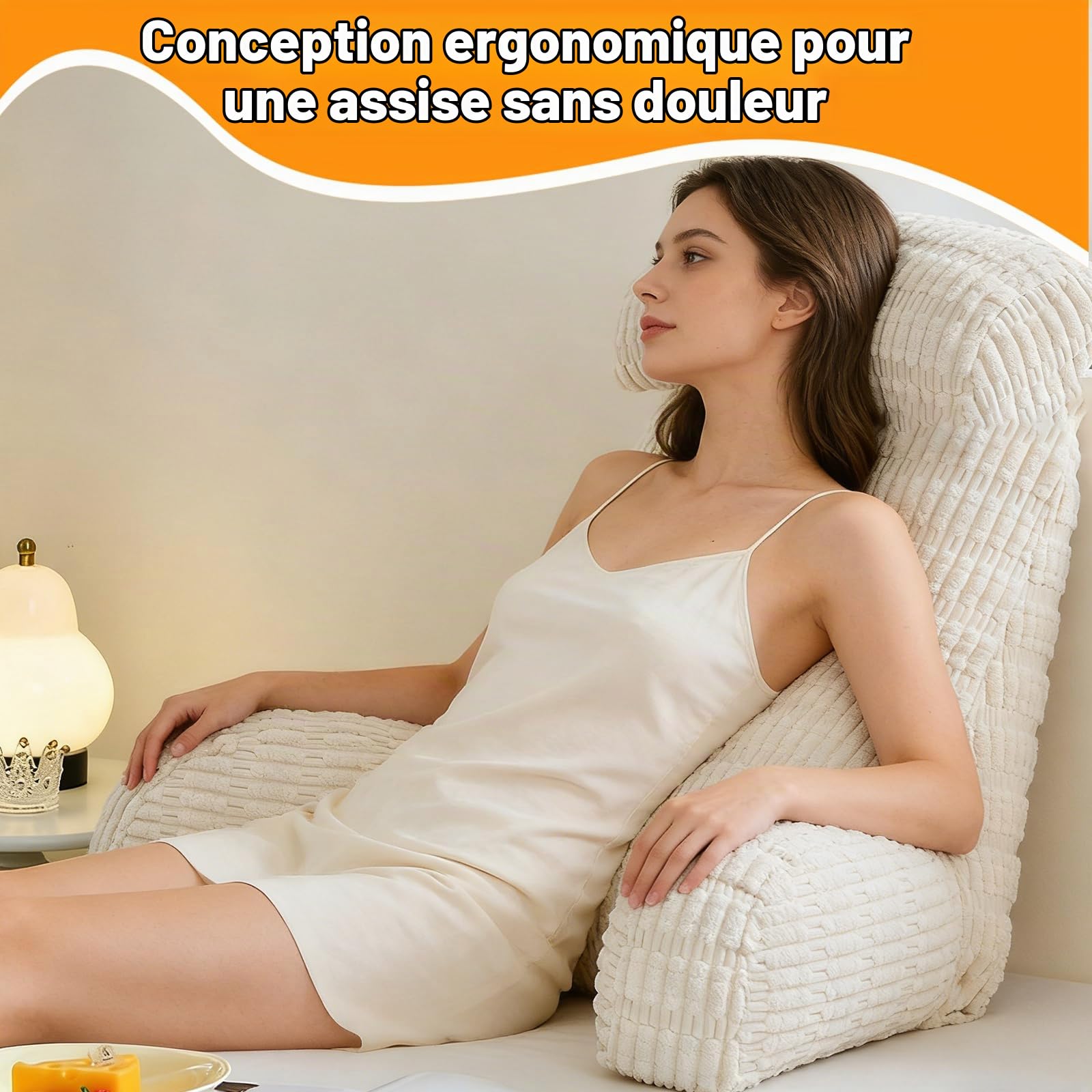 Coussin de Lecture pour Lit et Canapé, Oreiller De Lecture avec Accoudoirs, Confort Et Ergonomie Coussin Lecture Lit pour Lecture, Détente
