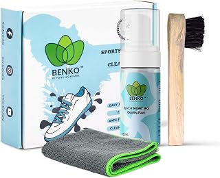 BENKO Sneaker Cleaning Kit | Shoe Cleaner Foam 150ml with Brush & Microfiber Towel | White Shoe Cleaner for Sneakers, Spor... Price In India