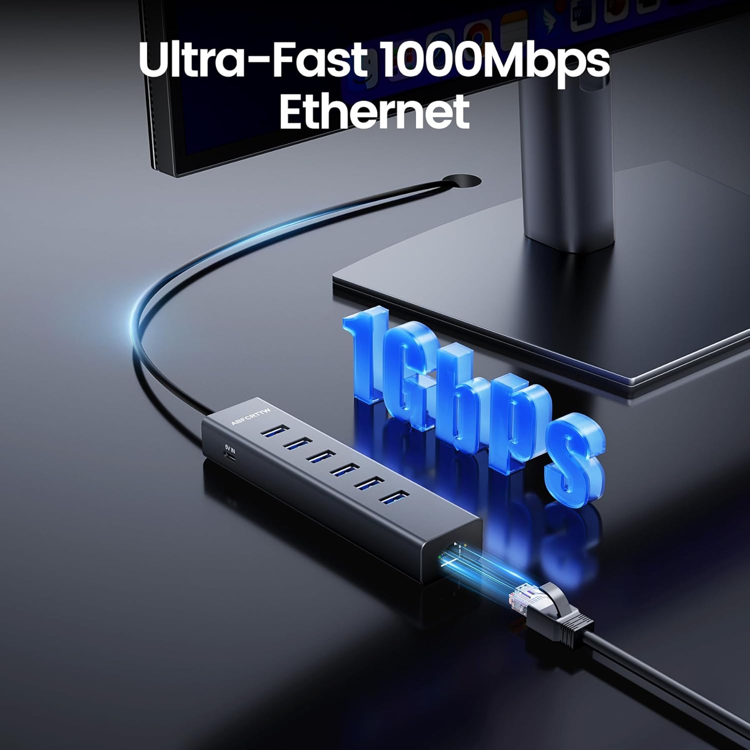 4FT USB to Ethernet Adapter, 7-in-1 USB Hub 3.0 Multiport Adapter with Ethernet 1Gbps & 6 USB 3.0 Port, USB Ethernet Adapter for Desktop, Laptop, MacBook, XPS Windows 4 71timY9DXaL. AC SL1500