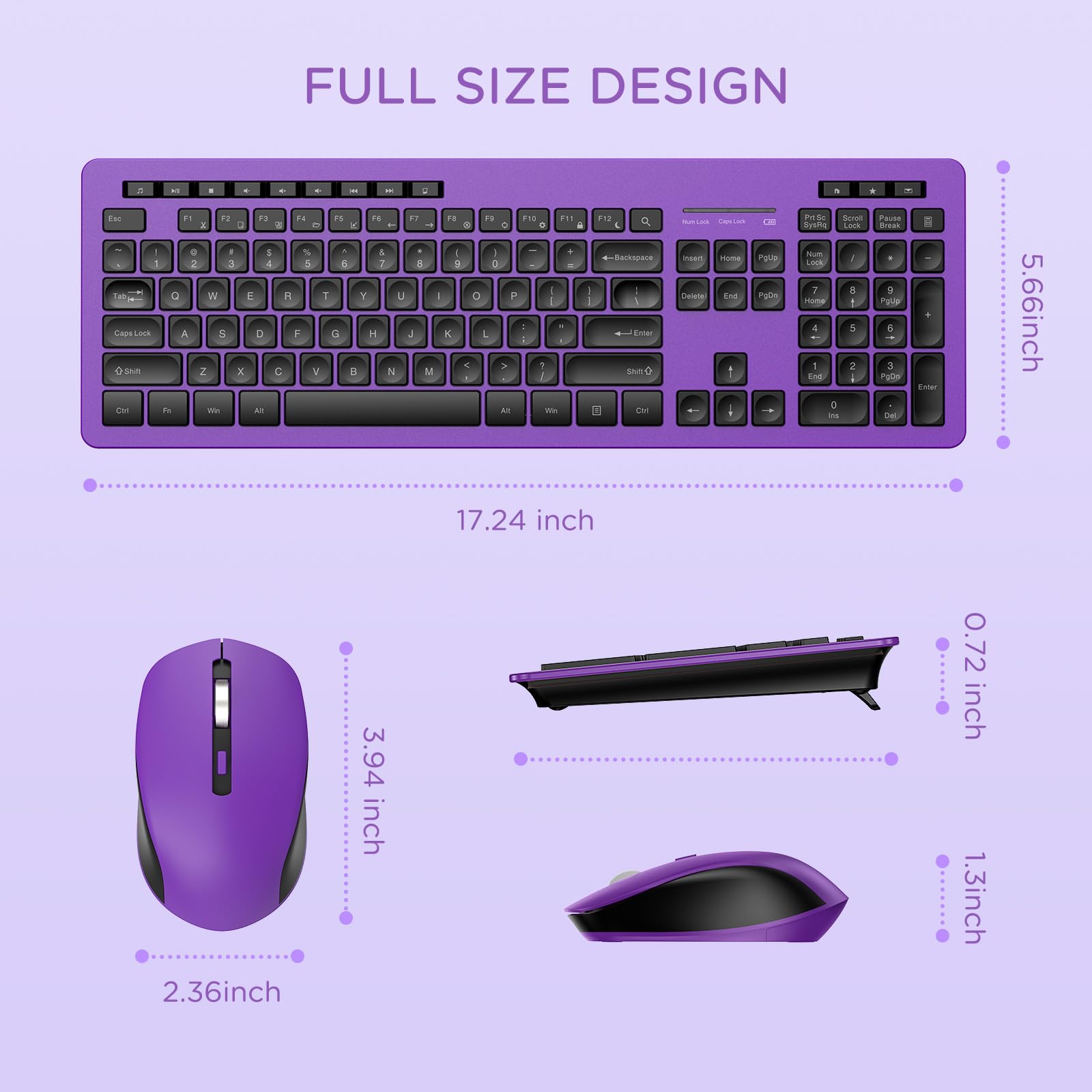 Dimensions of seenda full size keyboard and mouse