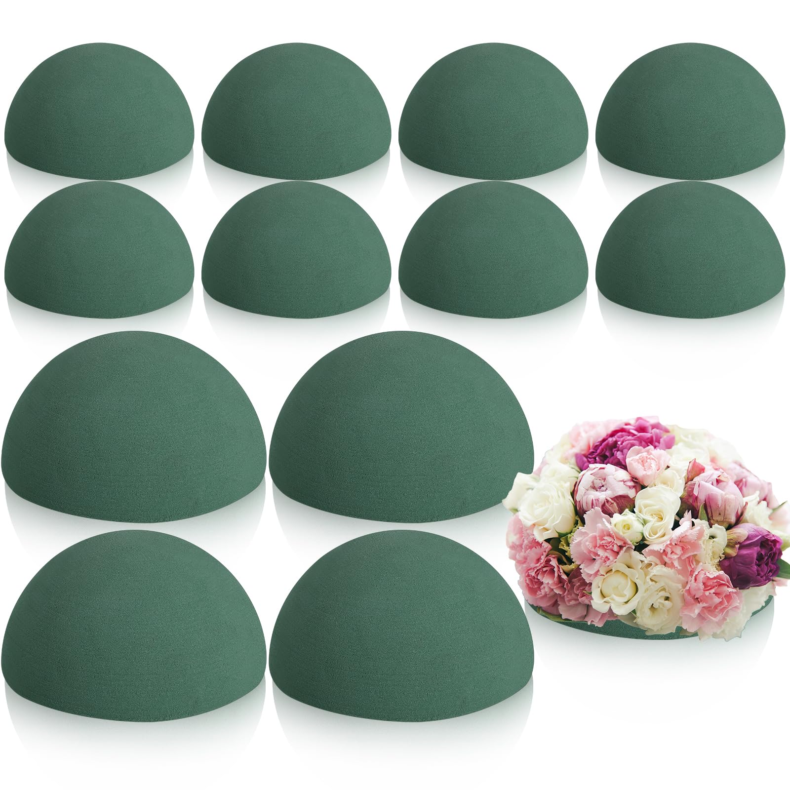 12 Pcs Half Ball Floral Foam Green Dry Floral Flower Round Foam Block for Wedding Artificial Flower Plant Bouquet Arrangement DIY Craft Decorations-image-45
