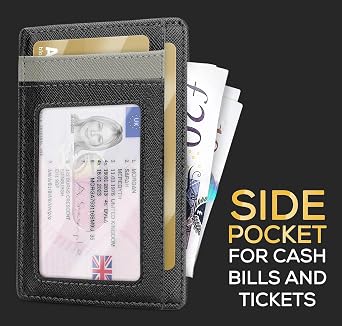 Slim Wallet for Men | RFID Blocking Minimalist Credit Card Holder – Thin Card Wallet with Small Money Pocket & Gift Box for Men's UK, Slim Mens Wallets UK