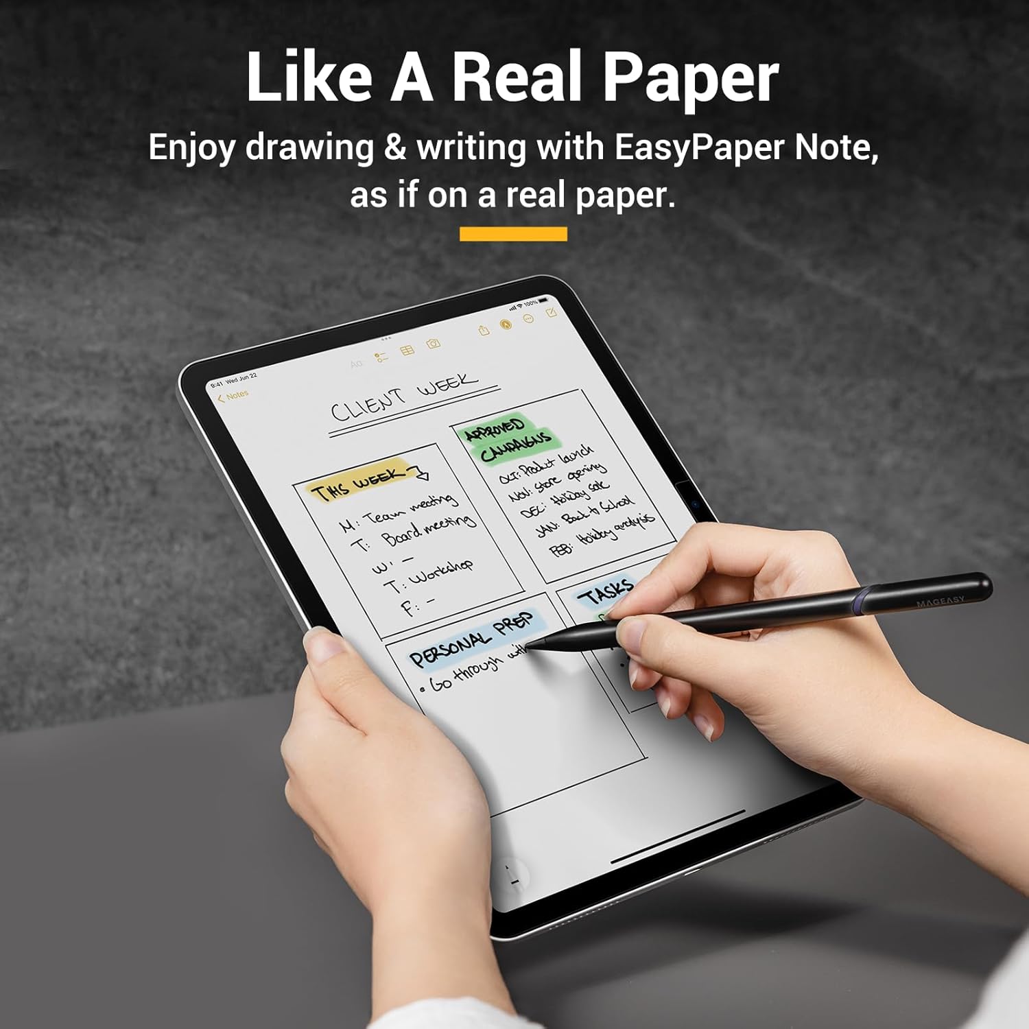 MAGEASY for 2024 iPad Pro 13" Paper-Feel Magnetic Screen Protector, [Anti Blue Light, Anti Glare] Design for Writing, Like on Paper, Matte Finish - EasyPaper Note