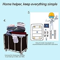 Vista 6 de Cesta de lavandería comercial con ruedas, industrial, 12 bushel, clasificadora, grande, impermeable, resistente, para el hogar, organizador