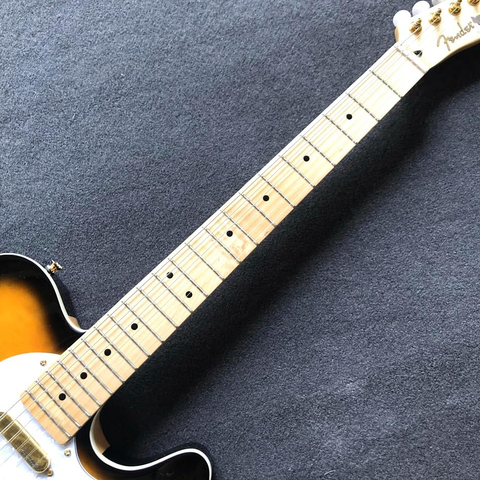 Chitarra elettrica all-in-one gialla personalizzata con tastiera in acero e hardware dorato - Guitarra Electrica professionale