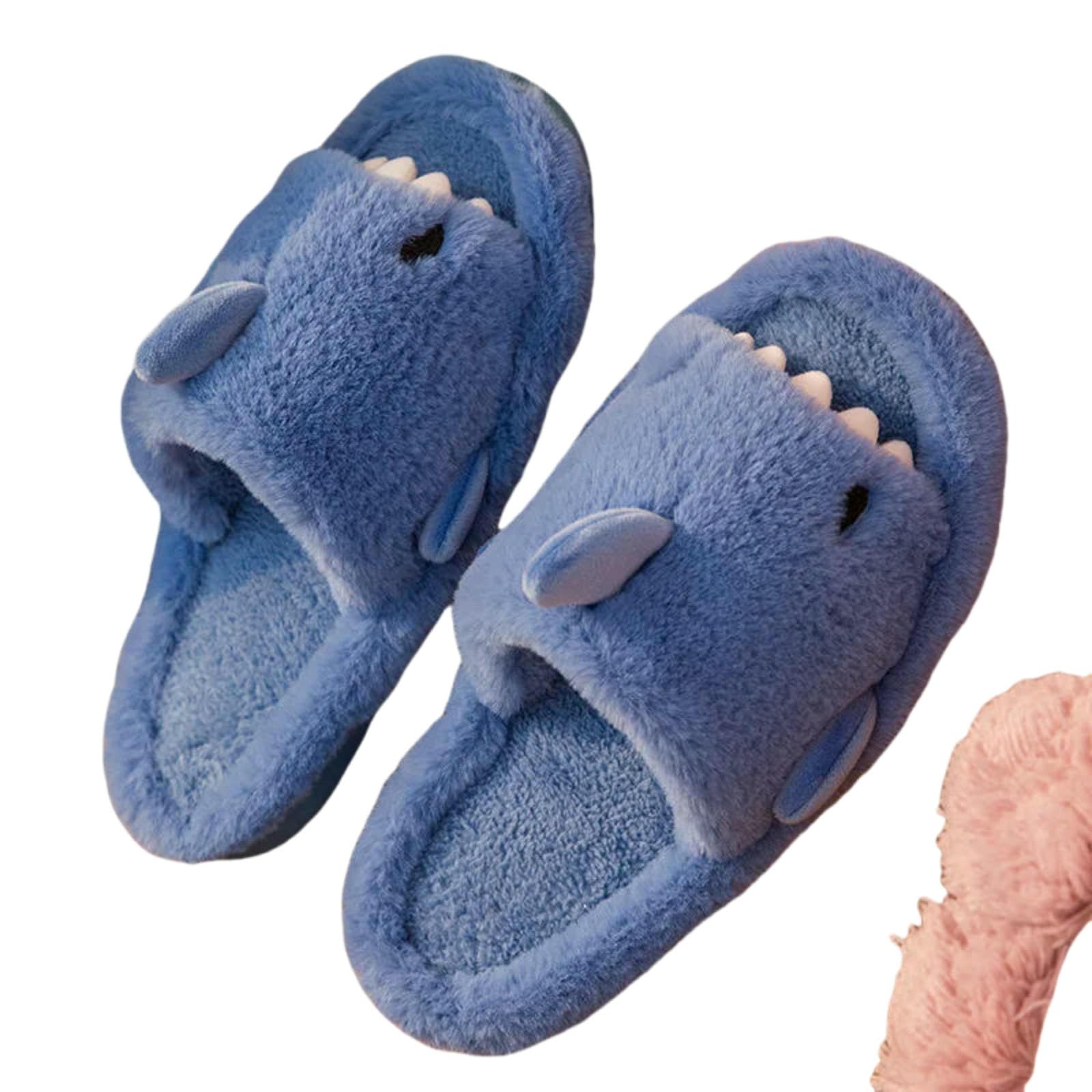 Pantofole di Cotone Suola Morbida Femminile Home Slides Uomini Scarpe per La Casa Cartone Animato Squalo Le Donne in Peluche-rosa-38-39 (23,5-24 Cm)