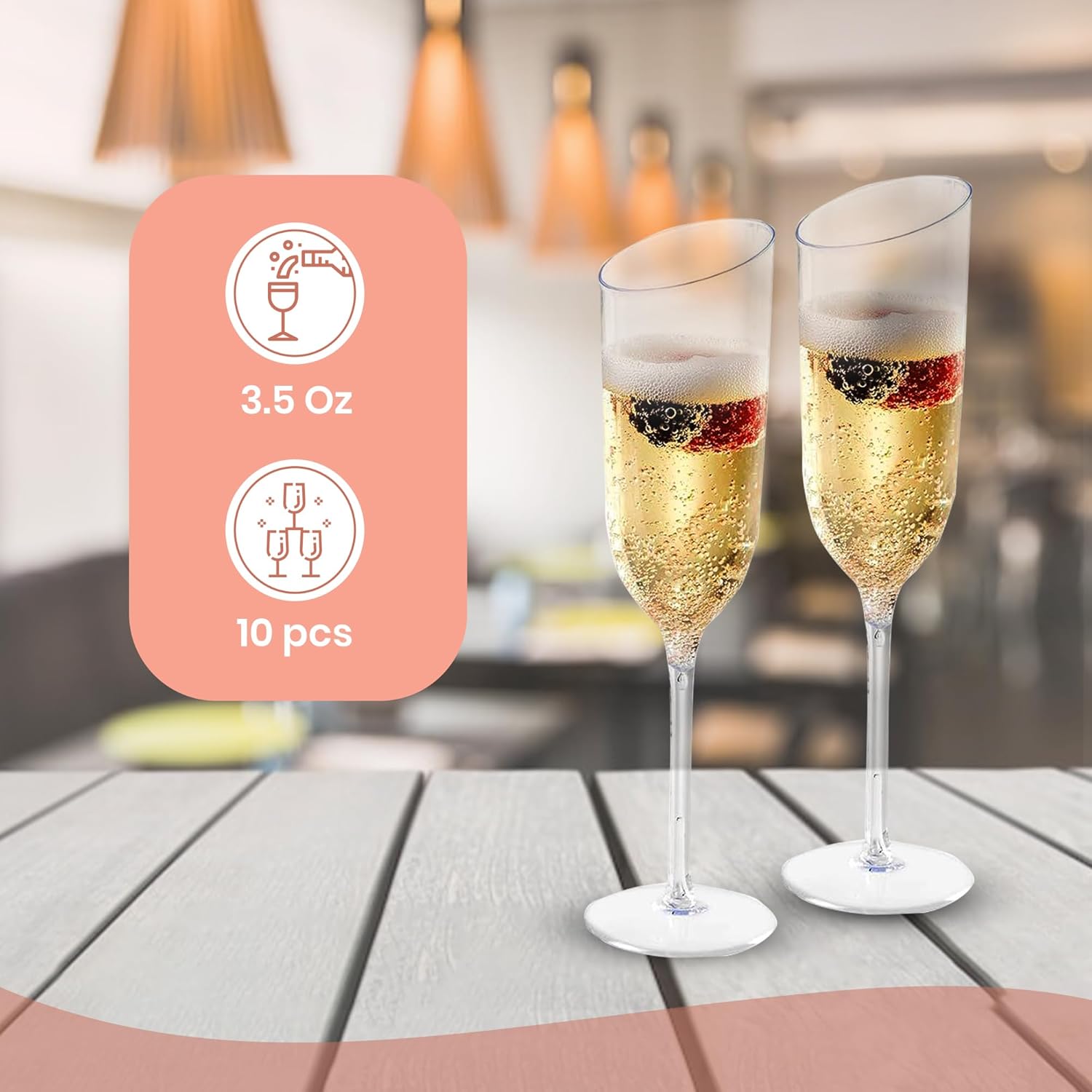 10 Pack Disposable Clear Plastic Champagne Flutes 3.5 oz, Plastic Champagne Glasses For Weddings, Parties, Gift For Birthday & Christmas Party, Recyclable Champagne Plastic Glasses