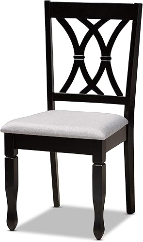 Miniatura 2 de Baxton Studio Petrina - Juego de comedor tapizado de tela gris, madera con acabado marrón expreso, 7 piezas