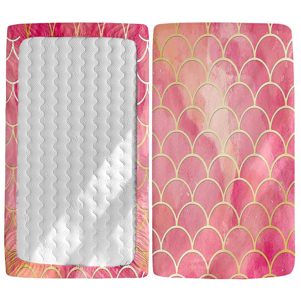 Morbuy Next to Me Crib Sheets, Soft Microfiber Moses Basket Sheets, Girl Cot Bed Sheets, Breathable Travel Cot Sheets Easy Care Toddler Bed Sheets (Coral Pink,80x40cm) โ image 1
