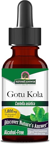 Nature's Answer Gotu Kola Sin alcohol, 1 onza líquida, suplemento dietético  Apoya un sistema inmunológico saludable, fabricado en los Estados