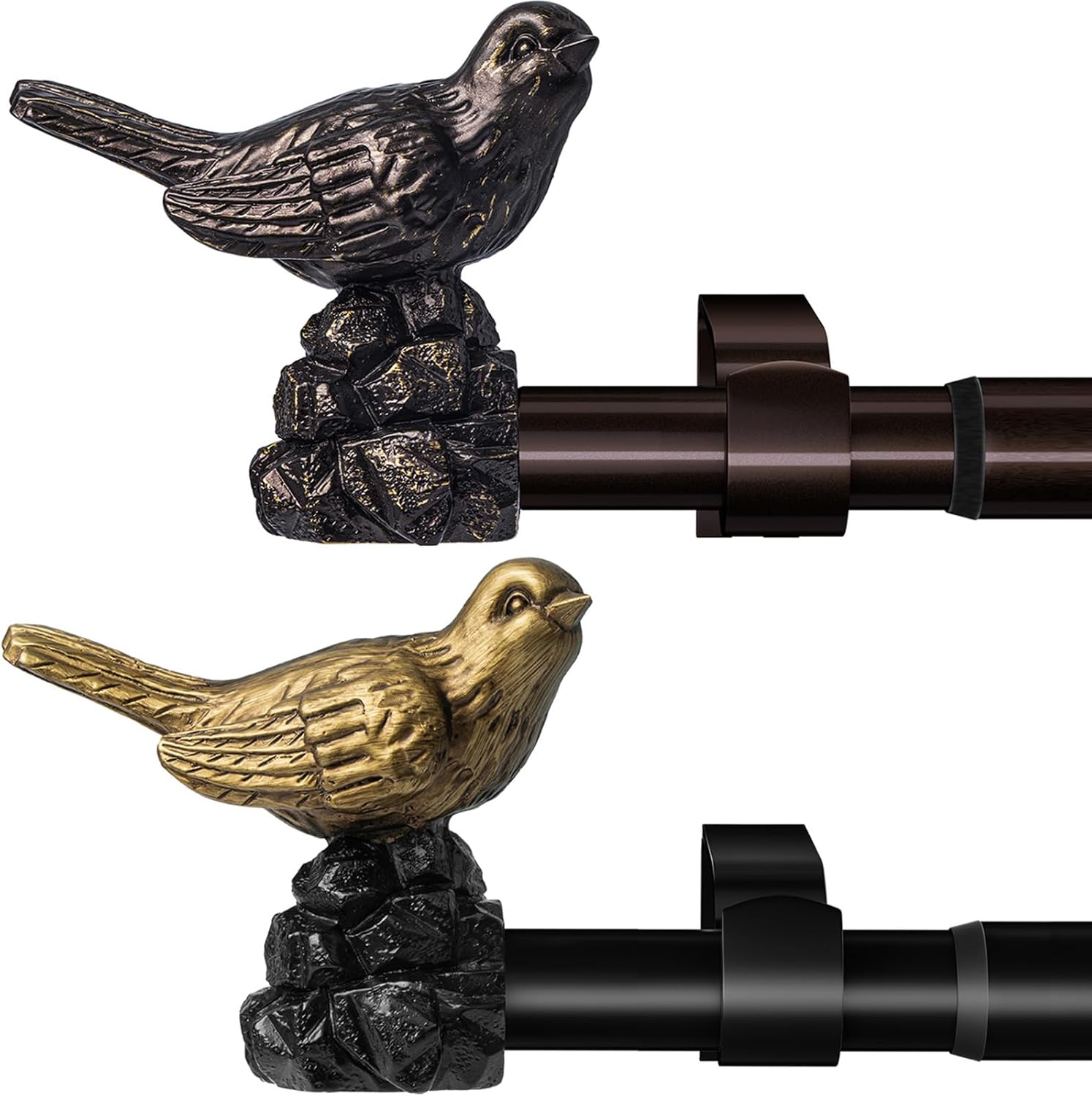 Vintage Heavy Duty Curtain Rods for Windows Adjustable Curtain Rod with Bird Finial Heavy Duty Curtain Rod for Kitchen and Living Room Windows