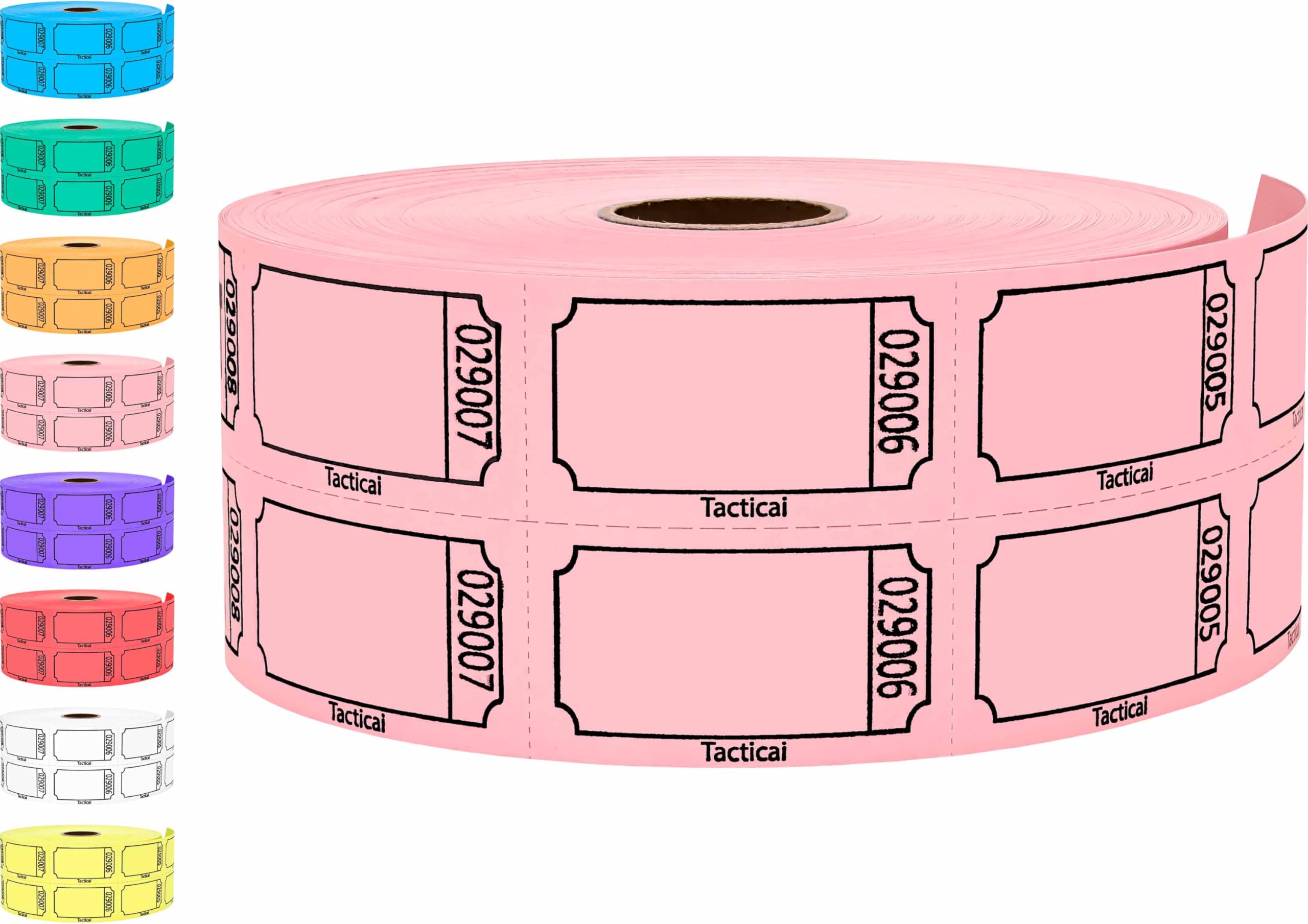 Tacticai 1000 Raffle Tickets, Blank, Pink (1 of 8 Colors), Double Roll for Events, Entry, Class Reward, Fundraiser & Prizes