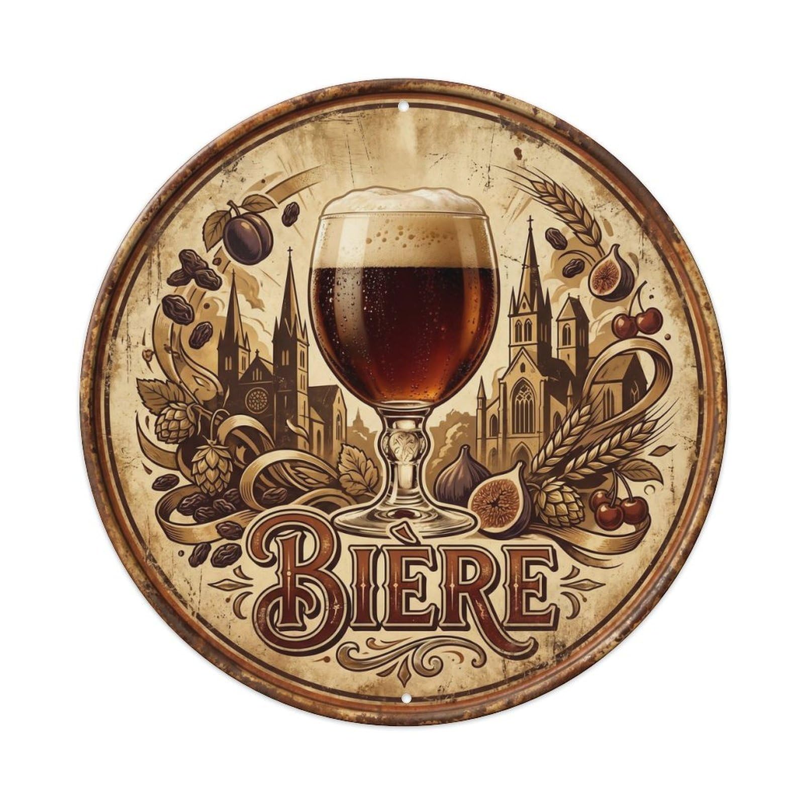 Olyhtr 8X8inch Classic Style Craft Beer Beverage Belgian Travel Brewery Classic Cafe Metal Tin Sign