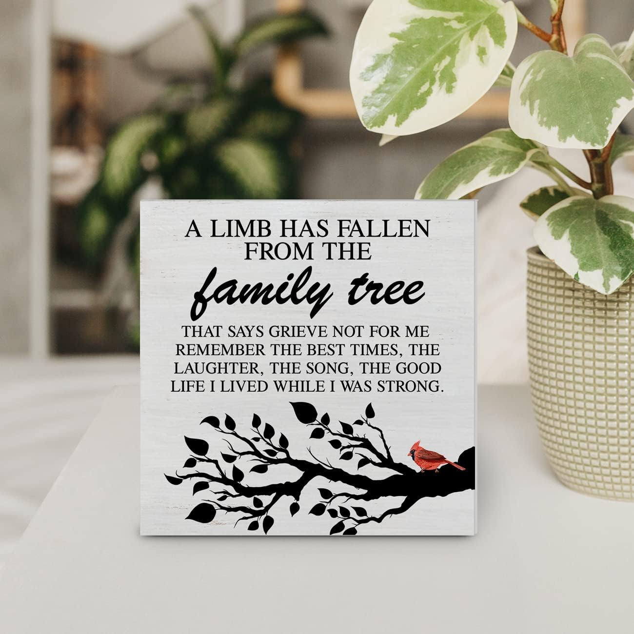 Bereavement Sympathy Wood Box Decor Desk Gift for Loss of Loved One, in Memory of Mom Dad Grandma Grandpa Wooden Box Block Sign Home Office Shelf Wall Decoration image 4