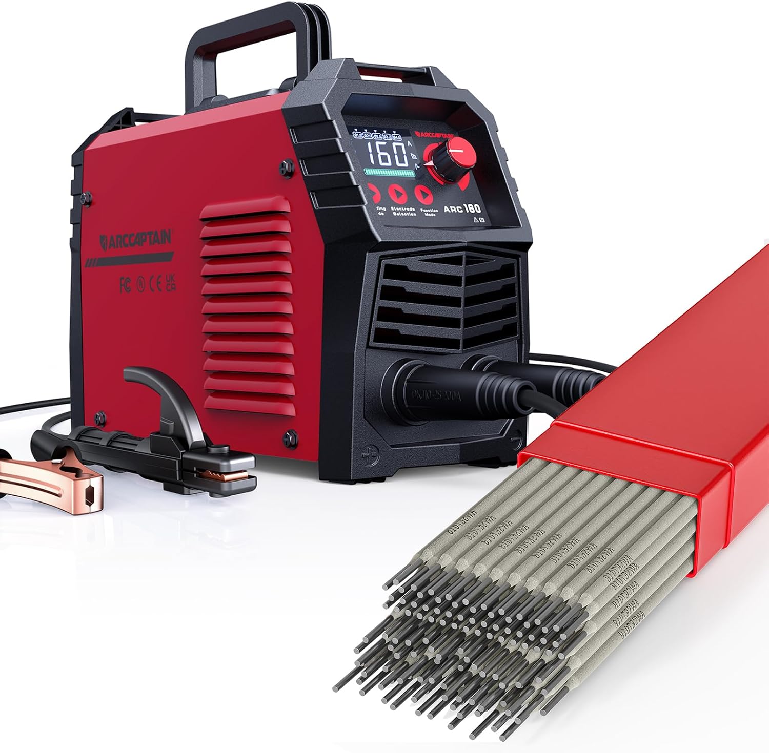 ARCCAPTAIN Upgraded 110V/220V 160A Stick Welder with E7018 Welding Rod 3/32'' 5LB