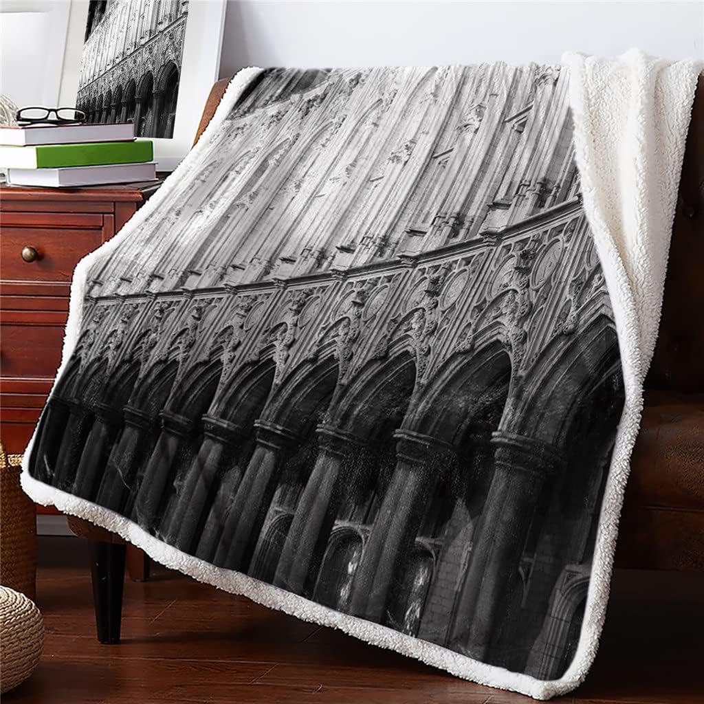 Gothic Historical Architecture Sherpa Blanket Velvet Flannel Bedspreads Throw Sofa Blankets