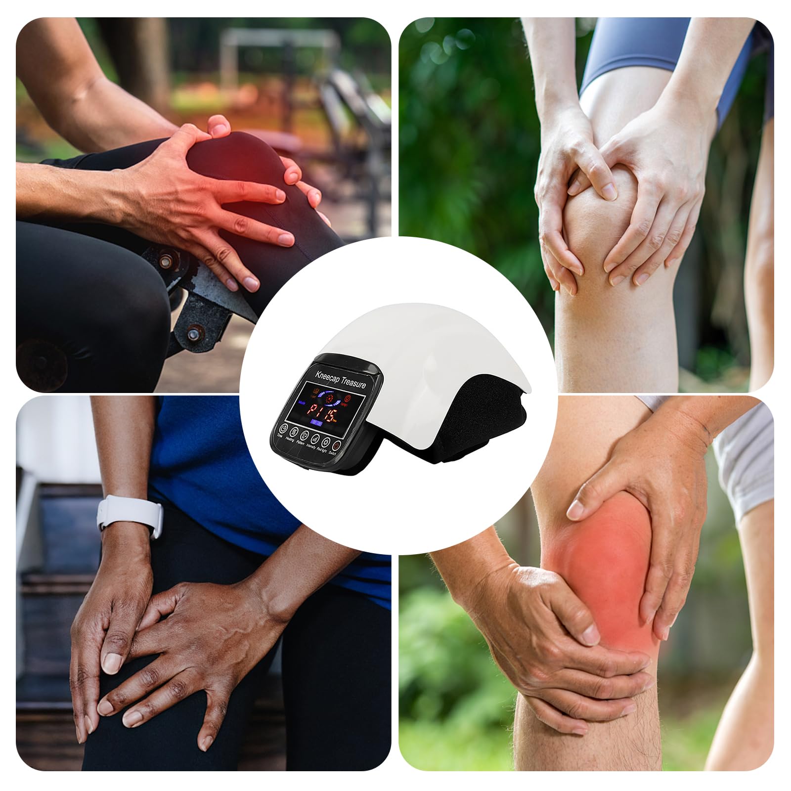 Masajeador de rodillas, terapia de luz infrarroja roja con impulso de calor, masajeador de rodillas, para aliviar las articulaciones rígidas hinchadas, estiramiento de ligamentos, deportes y lesiones