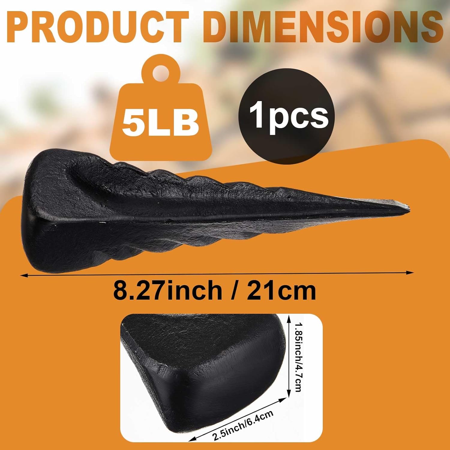 1 Pcs 5 Lbs Twisted Log Splitter Wedge Helicoidal Wood Splitting Wedges for Firewood Forged Steel Tool for Easy Wood Splitting Sharpened Edge for Outdoor Logging Chopping