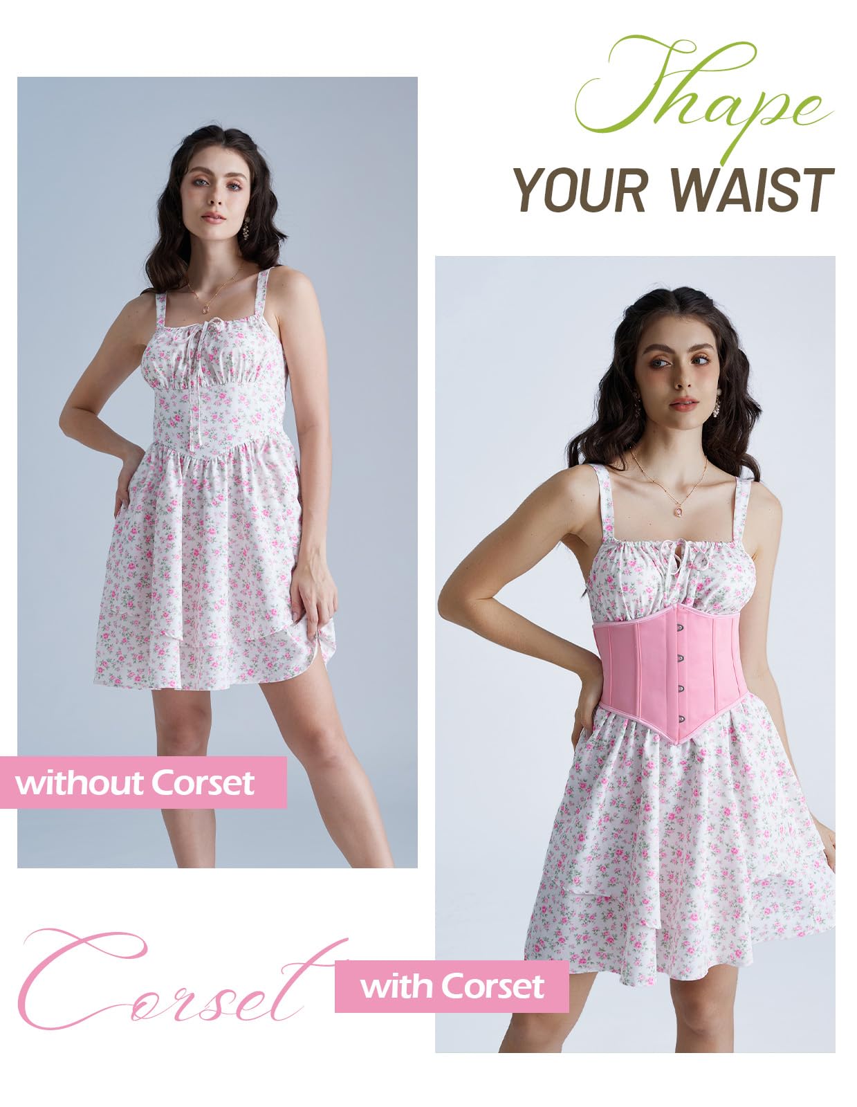 Scarlet Darkness Corset Belt for Women Fishbone Wide Waist Corset Pirate Belt: Pink 6