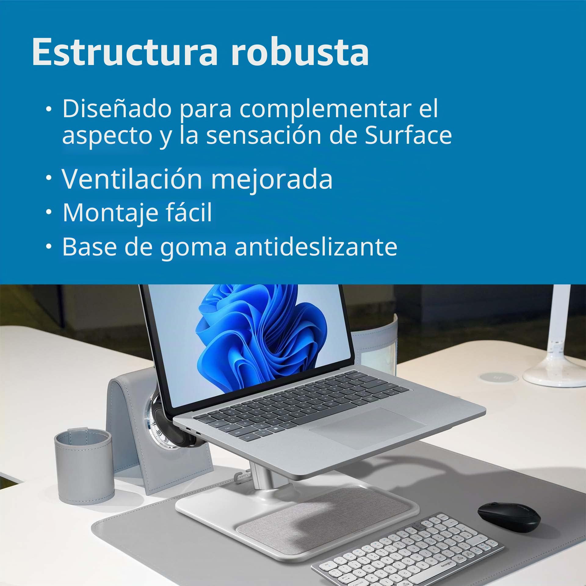 Kensington SmartView - Elevador de Ordenador portátil Organizador de Aluminio, Soporte ergonómico para Escritorio (K50825WW)