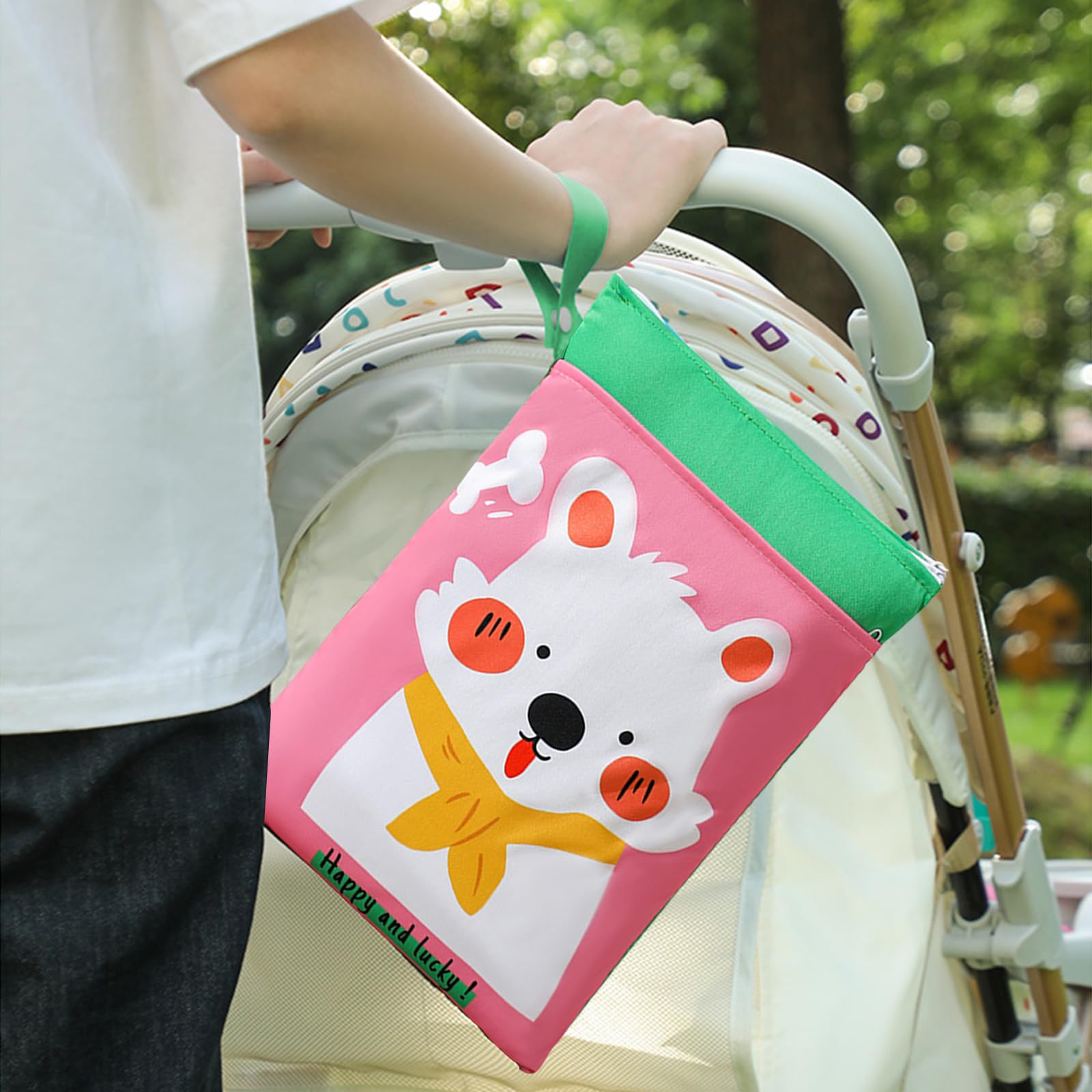 Borsa Porta Pannolini Impermeabile 2 Pezzi, Sacca Salviette Wet Bag con Zip, Animali Cartoni Animati, 2 Scomparti Viaggio Passeggino Spiaggia Piscina