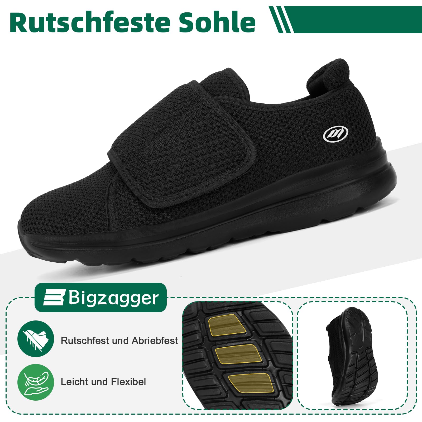 Scarpe per diabetici, da uomo, da donna, extra large, con chiusura in , ultraleggere, ortopediche, con suola in memory foam, traspiranti, per piedi gonfi