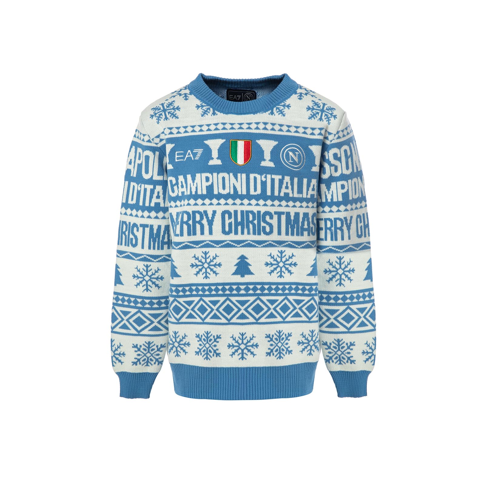 Maglione Natale SSC Napoli Junior 2025 | Bianco/Azzurro Ufficiale | Per Bambini 6 Anni | Campioni D'Italia