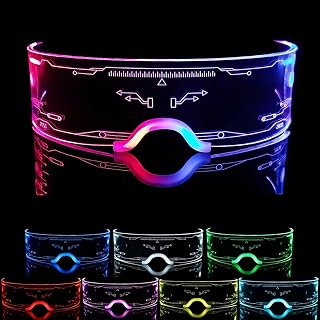 articulo NIWWIN LED enciende las gafas, gafas luminosas futuristas, gafas de alambre con 7 tipos de modos de iluminación de vidrios electrónicos de neón, suministros de fiesta
