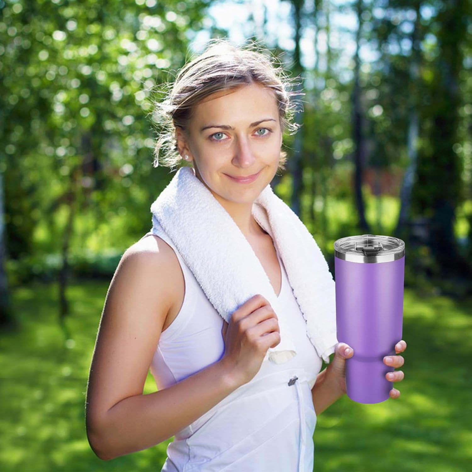 40 oz Tumbler with Lids and Straws, Stainless Steel Insulated Coffee Tumbler, Double Wall Vacuum Insulated Travel Mug Cup, Leakproof Thermal Coffee Cup for Hot and Cold Drinks (Purple) - Image 9