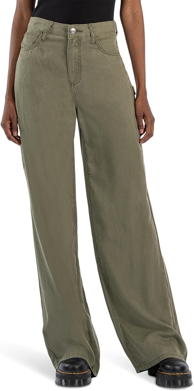 KUT from The Kloth Womens Sienna Super Wide Leg in Olive
