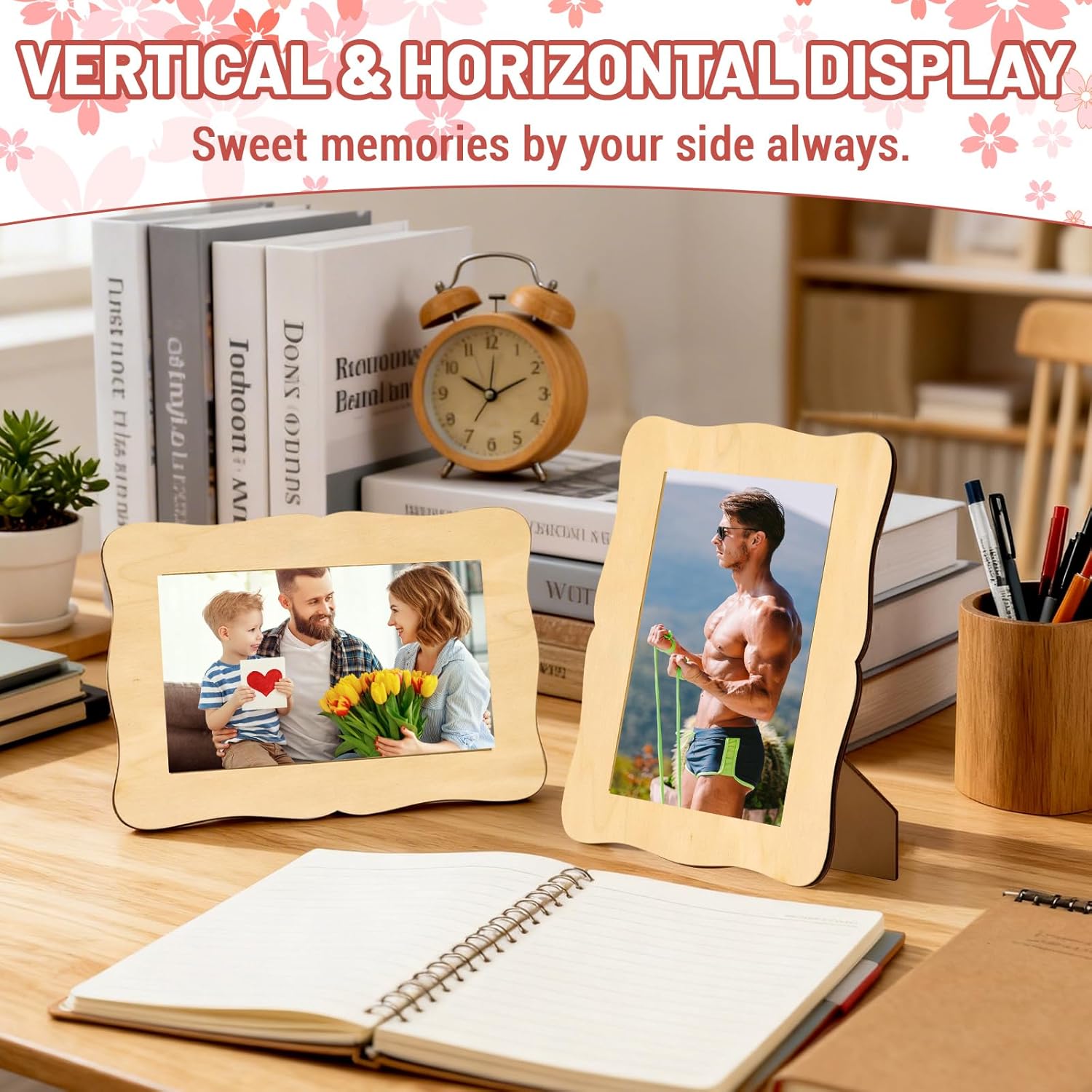 RYKOMO 24 Pack DIY Wooden Picture Frames for 4 x 6 in Photos, Wooden Picture Frames for Crafts Unfinished Solid Wood Photo Picture Frame for Crafts, Valentine's Day Gift Father's Day, Mother's Day Decorate(Wave Shape)