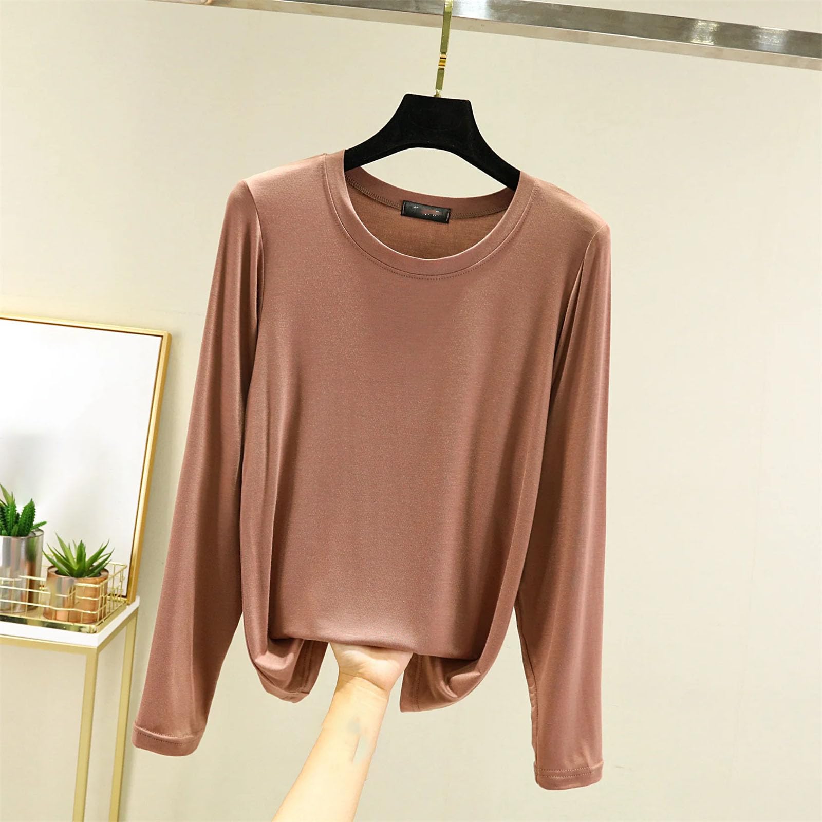 Girocollo Bottoming Camicia Maniche Lunghe Donna Slim Fit T-Shirt Abbigliamento Casa T-Shirt Top