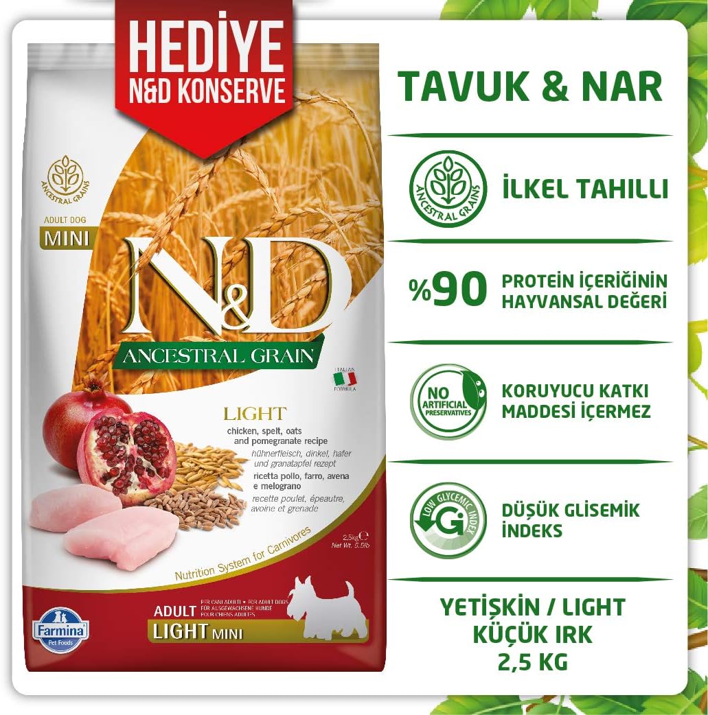 Farmina Light Ancient Grain Chicken Pomegranate Dry Dog Food for Adult Mini Breeds, 5.5 Pounds