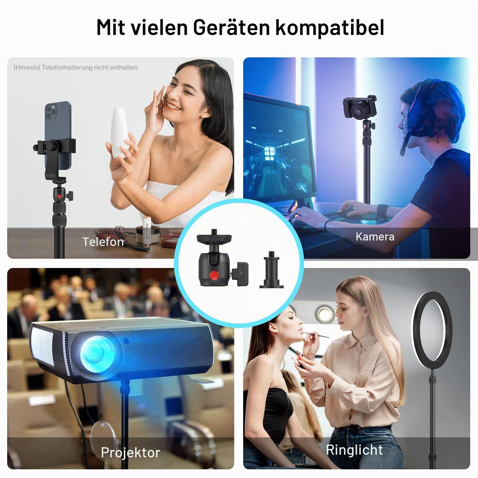 SMALLRIG Kamera Light Stand Tischstativ Lichtstativ mit 1/4"-20 Kugelkopf, 13"-35,4" verstellbares Tablet Halterung, Klemme für DSLR Kamera, Ringlicht, Live Streaming, Video Aufnahmen - 3488
