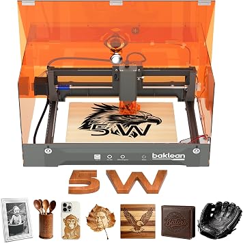 Laser Engraving Machine 5W 5000mW L2 Pre-Assembled Desktop Laser Engraver Cutter 0.01mm High-Precision Wireless APP Supported for DIY Metal Wood Acrylic Leather Glass FiberClass 1 5W Enclosure