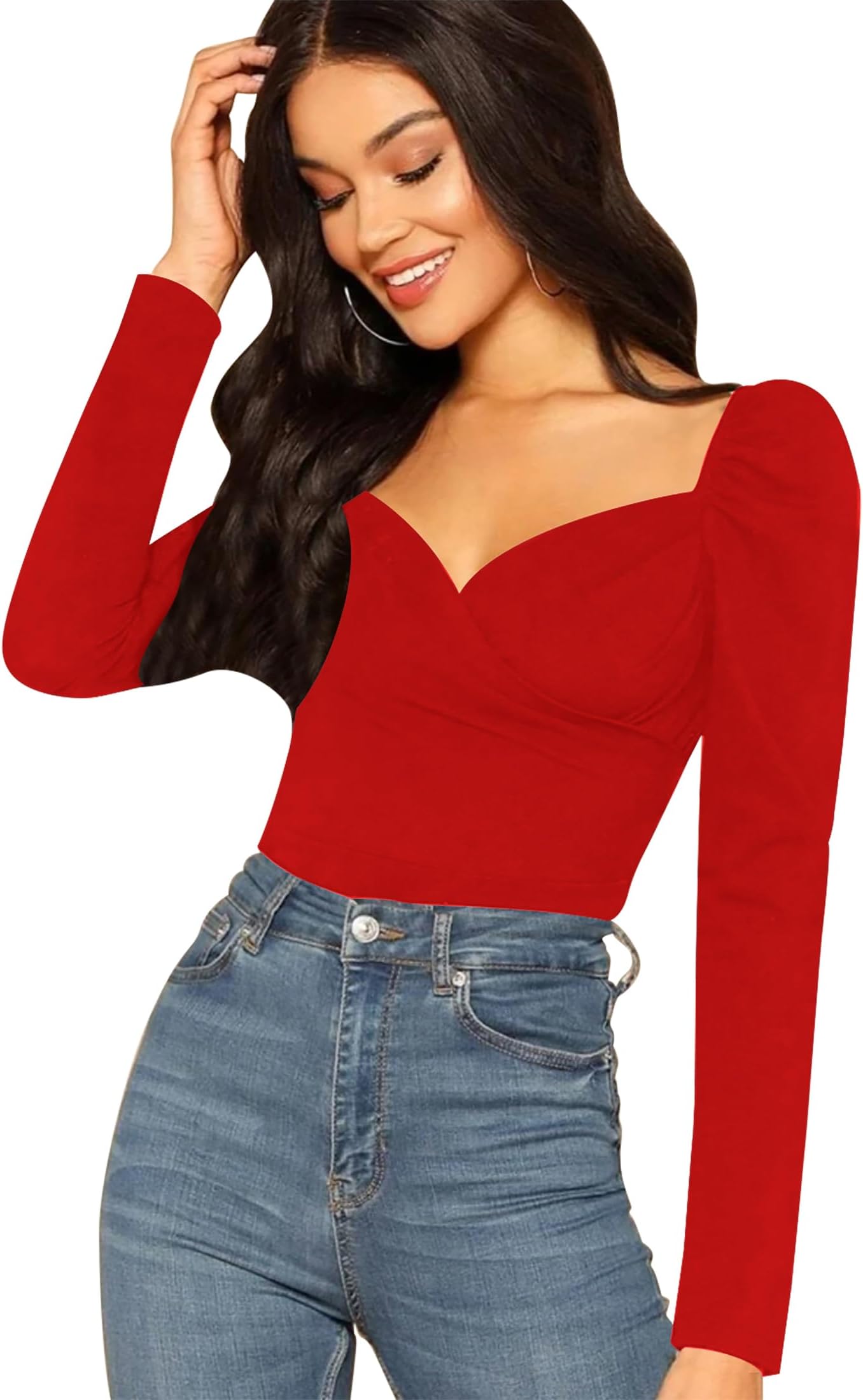 Dream Beauty FashionWomen's Casual Full Sleeves V-Neck Regular Fit Stylish Top - 23" Inches (Isro-Top-03)