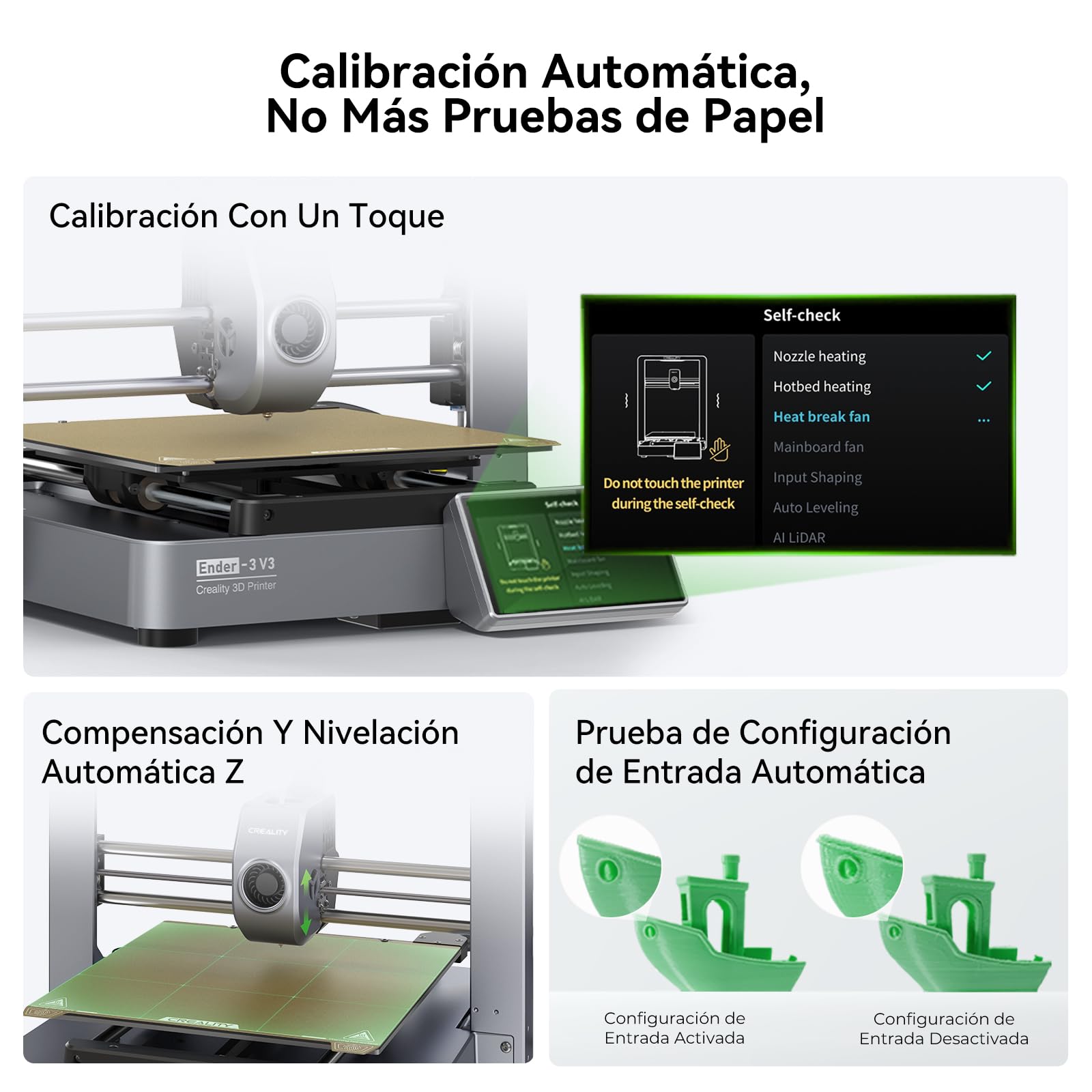 Creality Ender 3 V3 Impresora 3D, 600mm/s Velocidad Impresión, Estructura Core-XZ, 4,3'' IPS táctil Pantalla, Extrusora Proximal Doble Engranaje Alta Velocidad, 220×220×250mm