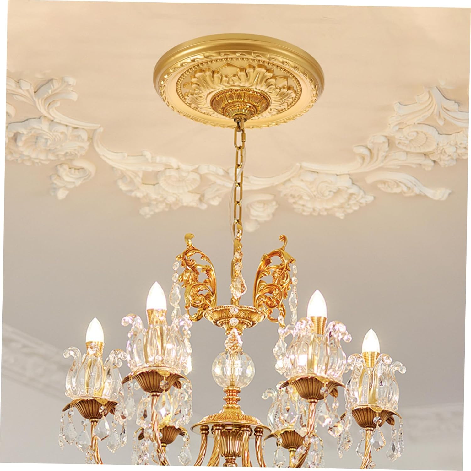 Decorative Ceiling Medallion Gold Elegant Trim for Light Fixtures Ceiling Fans for Home Commercial Spaces Enhances Ambiance