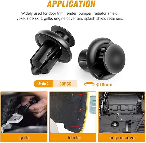 Miniatura 6 de GOOACC GRC-18 - Juego de 100 tornillos de expansión de nailon de 0.276 in, 0.315 in y 0.394 in, clips de remache para sujetadores de parachoques, GM