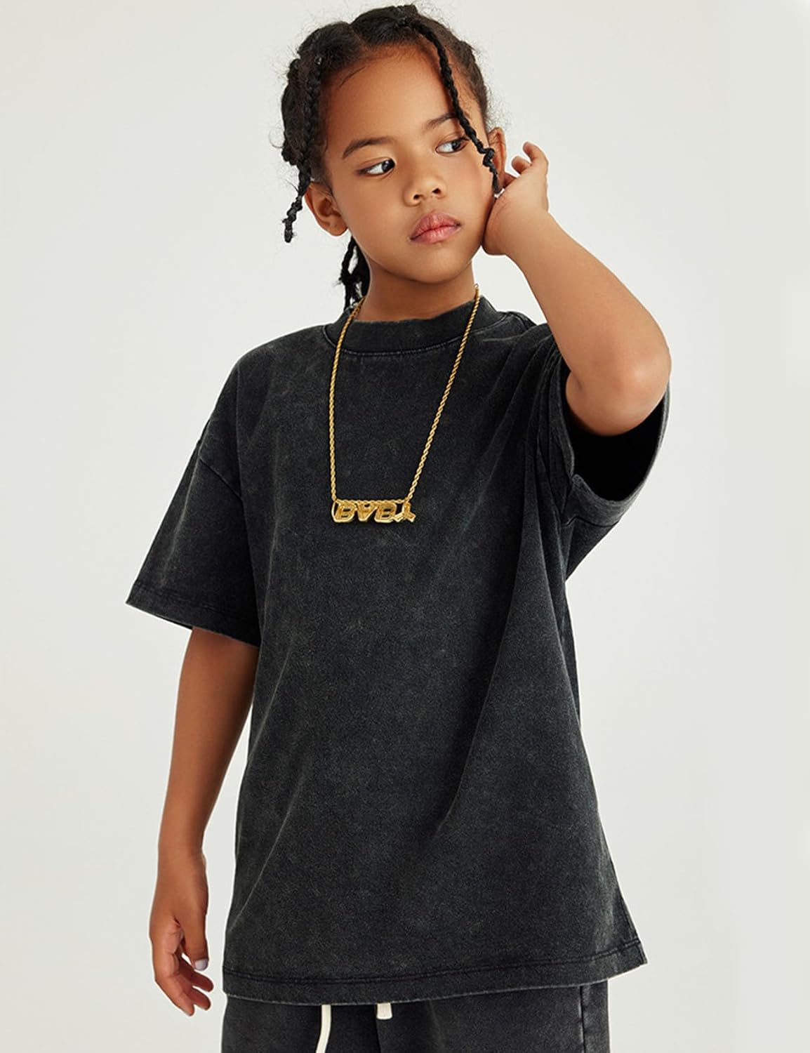 Flygo 3 Pack Boys Girls T-Shirts Cotton Acid Washed Oversized Tee Shirts Kids Loose Short Sleeve Summer Basic T Shirt Tops - Image 4