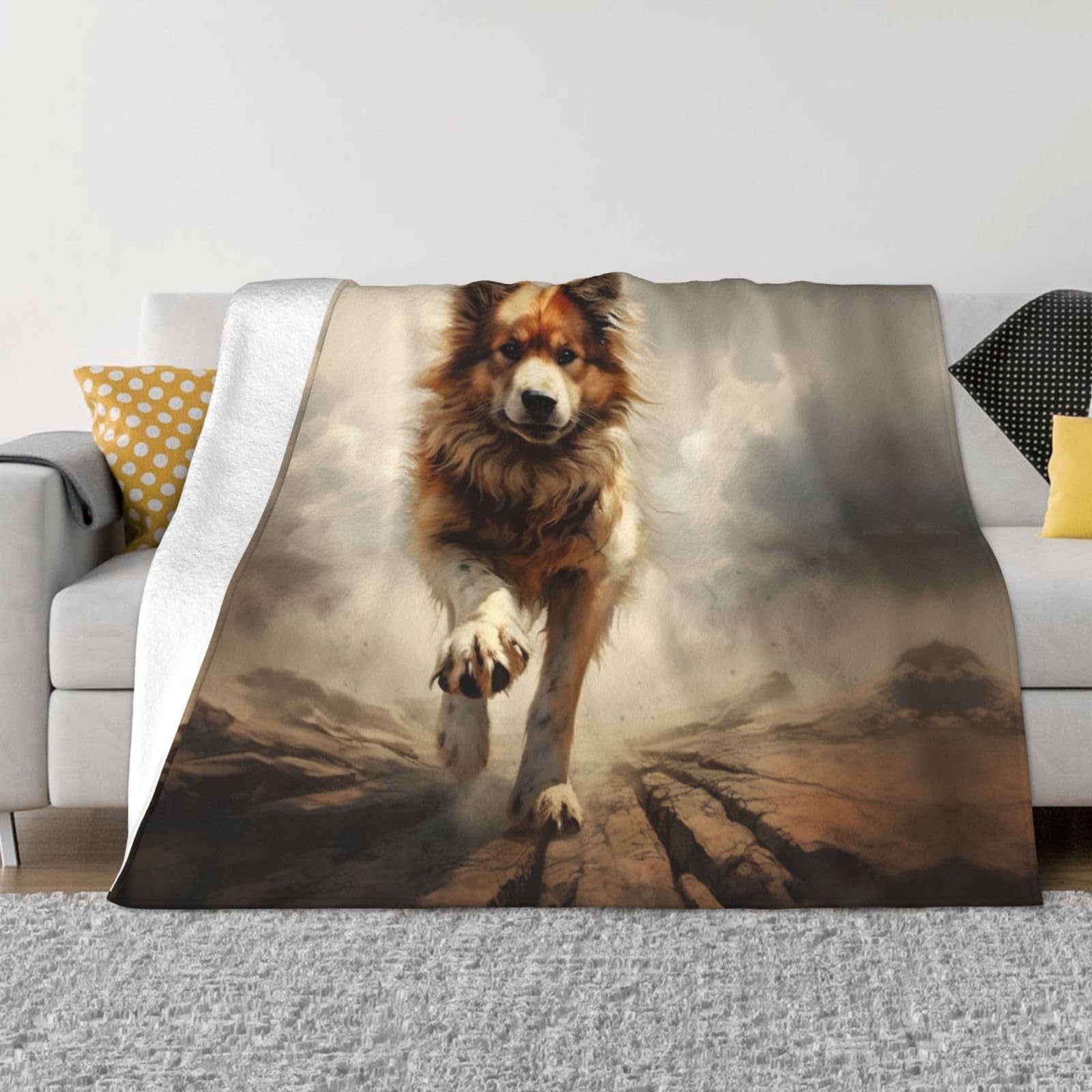 Coperta decorativa in morbida flanella calda e accogliente per bambini, cane, gatto, 127 x 152 cm, stampa di zampe di cane e animali domestici