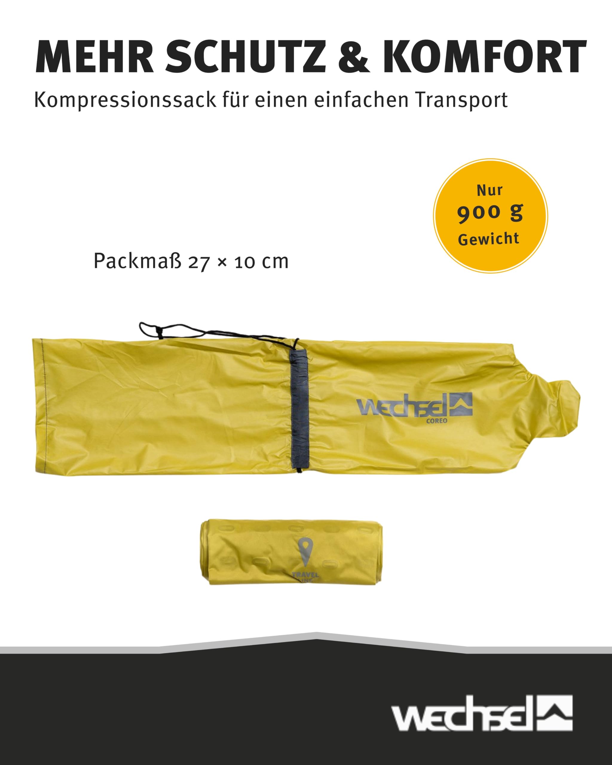 Wechsel Trekking Isomatte Coreo I 195 x 62 x 7,5 cm I Thermomatte mit doppeltem Luftkammersystem I wärmeisolierende Campingmatte I Luftmatratze für Camping, Radreisen, Bushcraft & Trekking