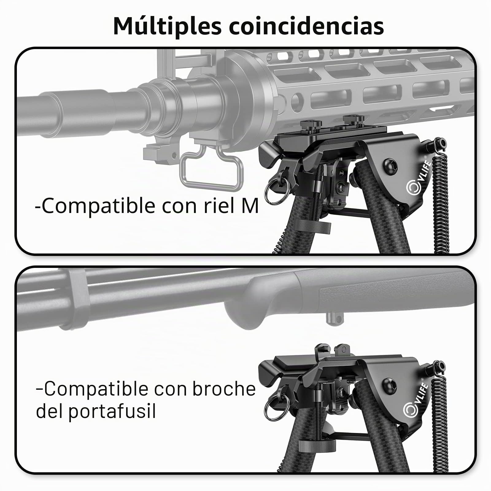 cvlife Bípode de rifle de fibra de carbono con adaptador de montaje M-lok de 6 a 9 pulgadas para caza y tiro