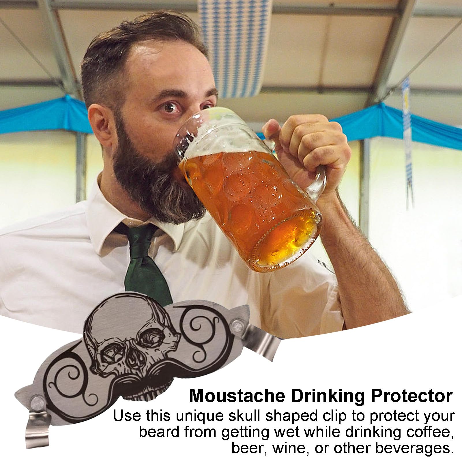 Couverture de moustache, protection de barbe, motif de crâne multifonctionnel, accessoire de tasse à café, coussin de tasse de bière, protection pour le visage, boire du visage, gadget de fête