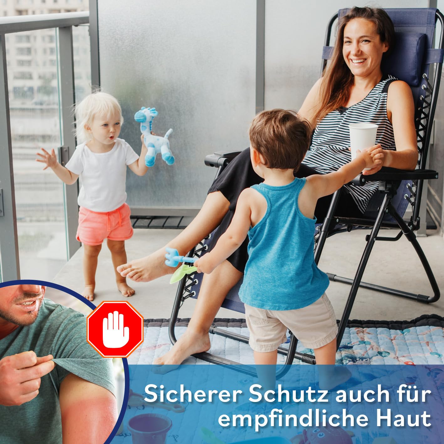 EASYmaxx Sonnenschirm rechteckig | 230 x 140 x 253 cm | für Balkon und Terrasse | passgenau für Wände | mit praktischer Handkurbel und Sonnenschutz UV-Schutz 40+ | spendet Schatten