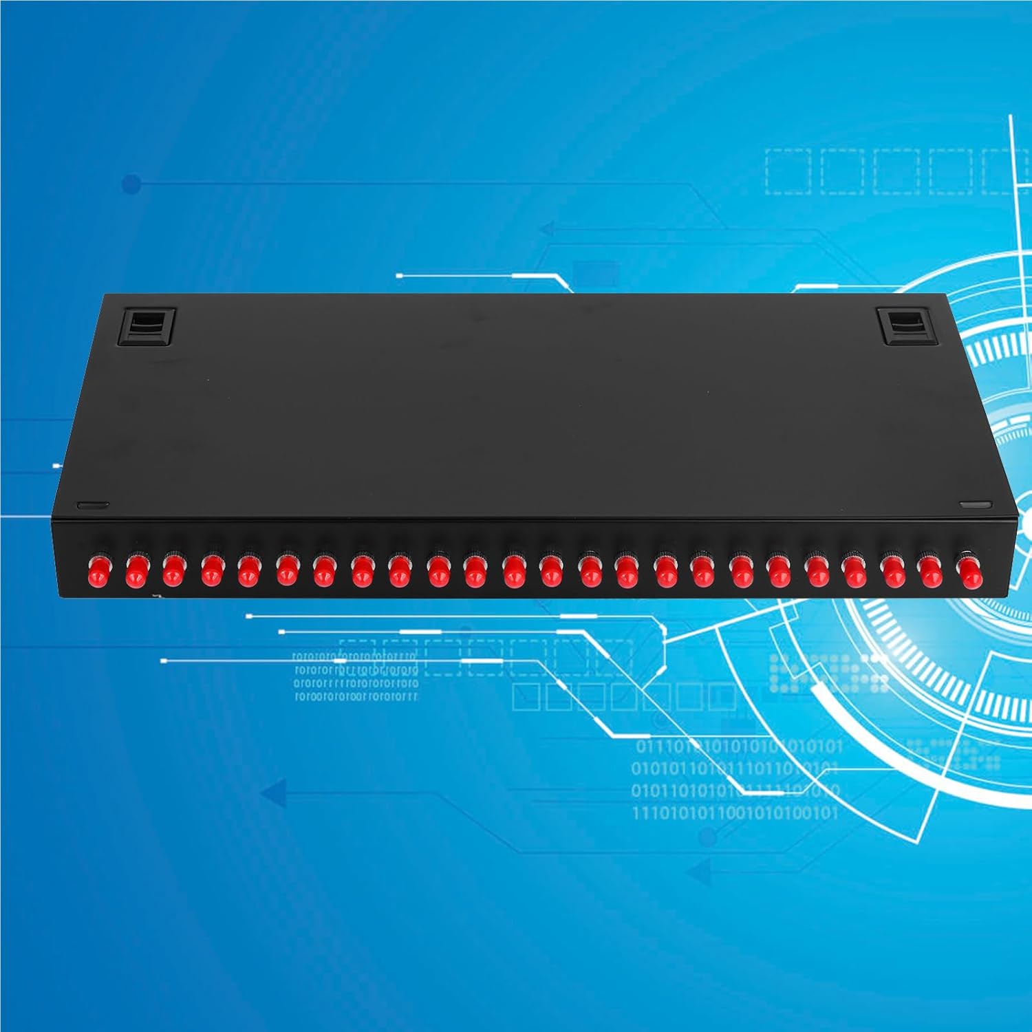 FYBOPTWU-24 Singlemode 24 Port ST-UPC Fiber Optic Rack Mount Enclosure Box & Splice Trays Fiber Cables Kit (Include Pigtail & Couplers), 24 Core LGX Loaded Patch Panel Box fits for 19" Racks Cabinet