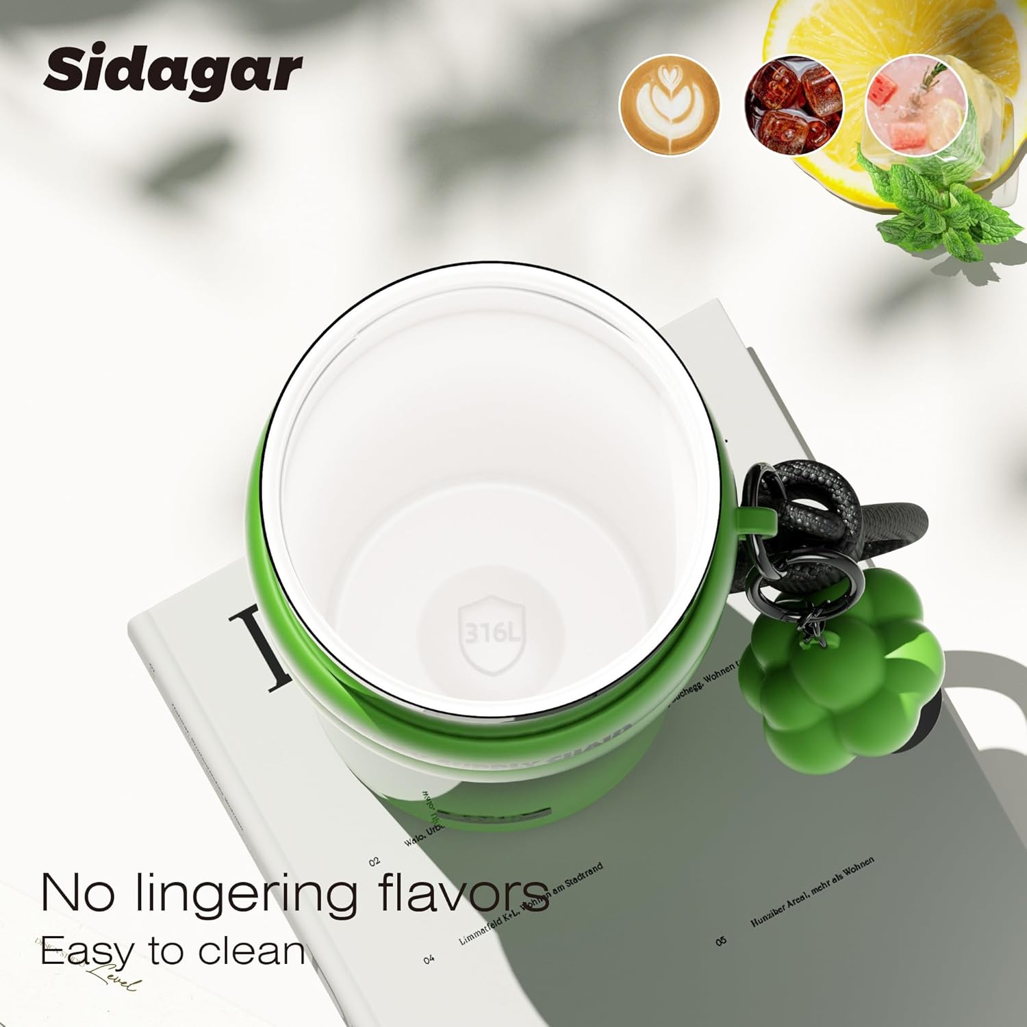 24 oz Stainless Steel Tumbler with Lid and Straw, Insulated Water Bottle Leak Proof for Hot and Cold, Portable Travel Coffee Mug, Reusable Coffee Cup for Women, Green - Image 6