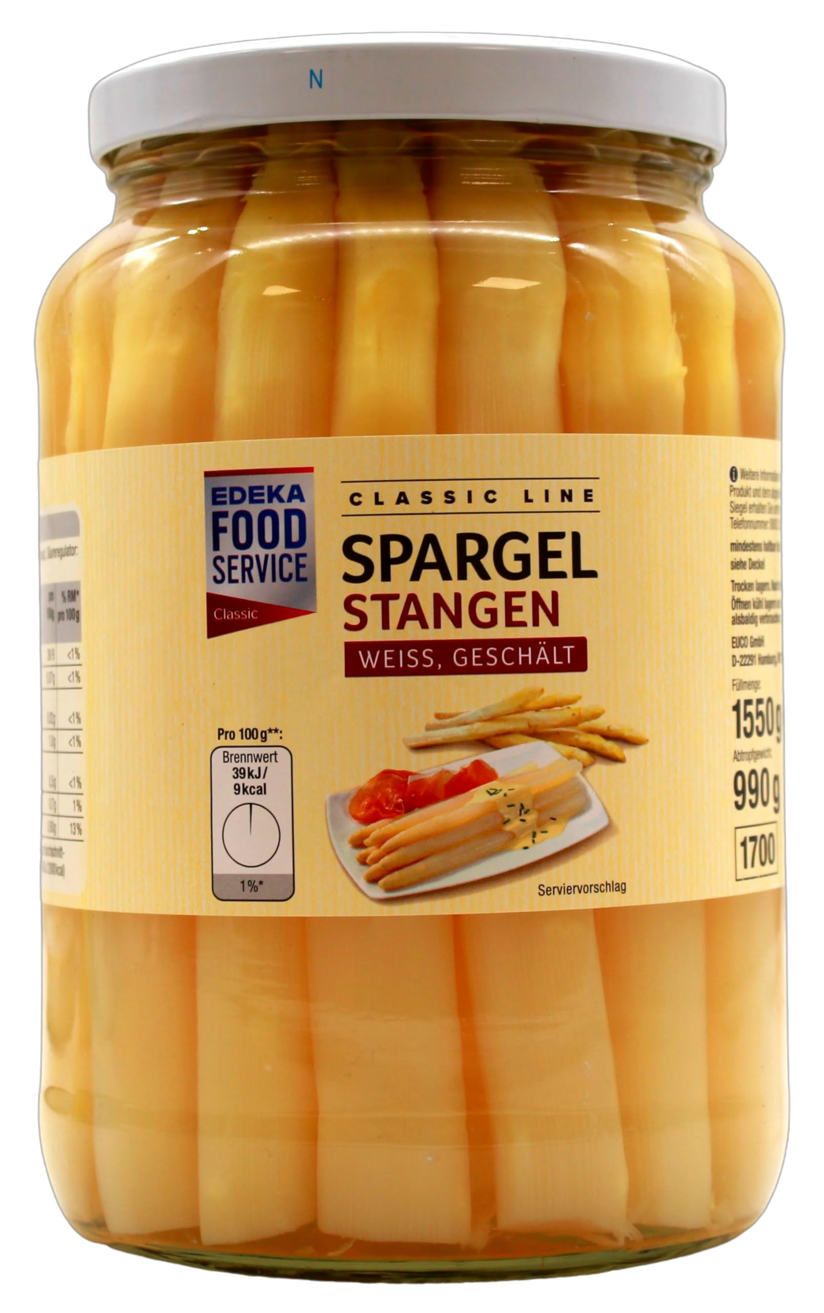 Classic Line Spargel Stangen weiss geschält, 6er Pack (6 x 990g)