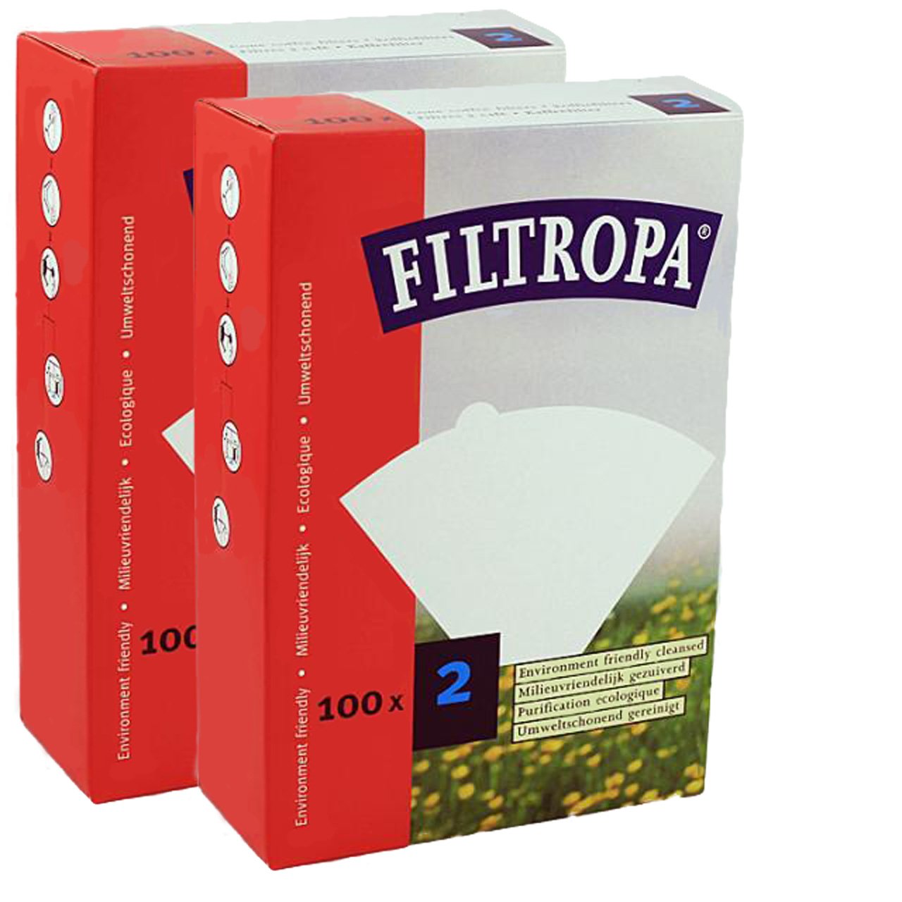 Filtropa White Coffee Filters #2 - 2 pack (200 filters total)