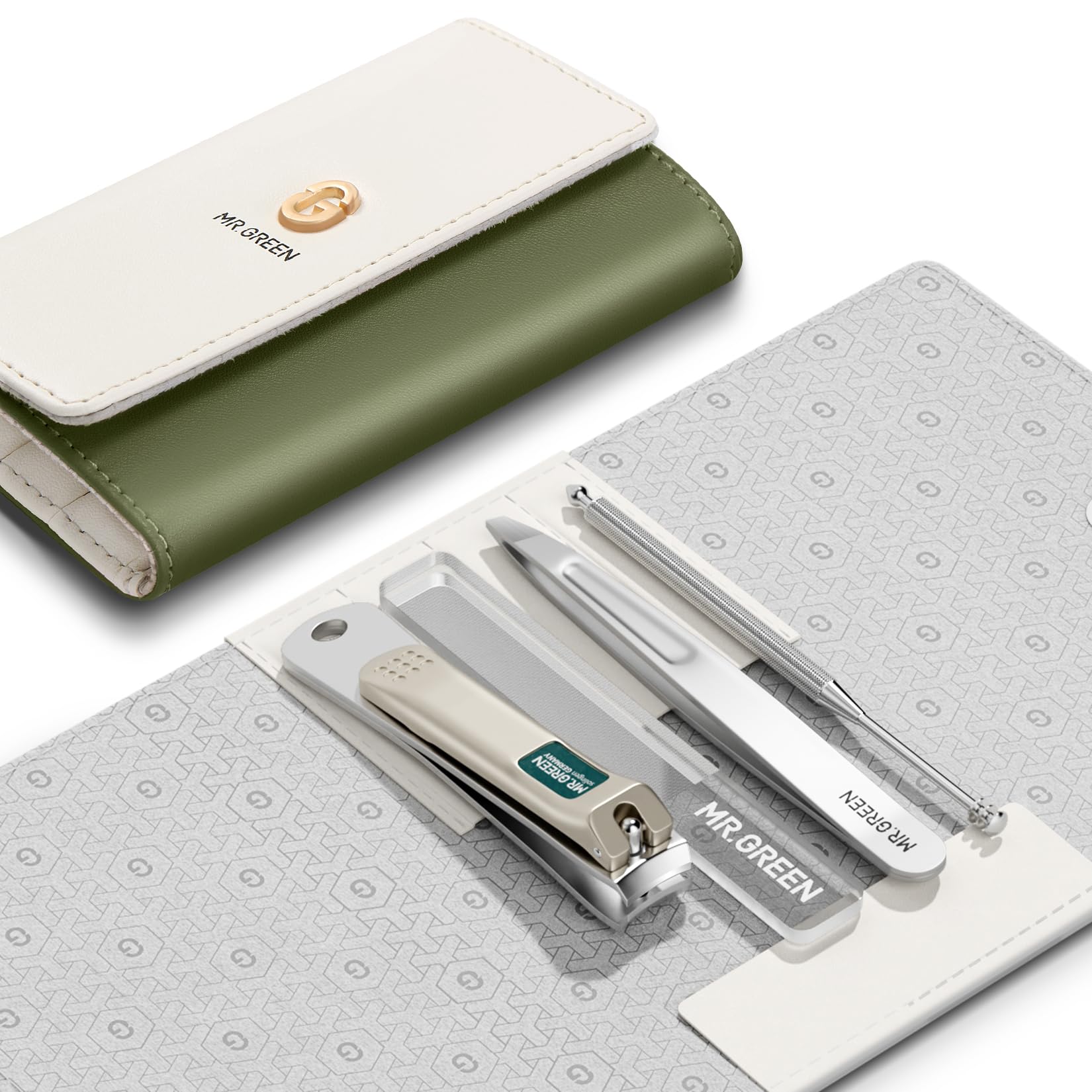 Sponsored Ad - MR.GREEN Colorful Manicure Set Practical Pedicure Kits Nail Clippers Personal Care Tools Facial Hair Scissors with Fashion Case (Mr-6681 Green)